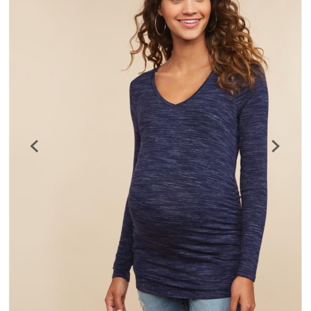 Blue Ruched Maternity Top
